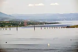 Panoramic view of the North shore, Saint-Laurent river, Île d'Orléans bridge