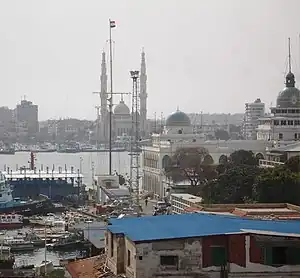 Port Fouad as seen across the Suez Canal from Port Said.