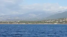 The seaside resort of Porticcio, in the commune of Grosseto-Prugna, with a view of the sea