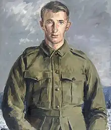 an oil painting portrait of a man in uniform