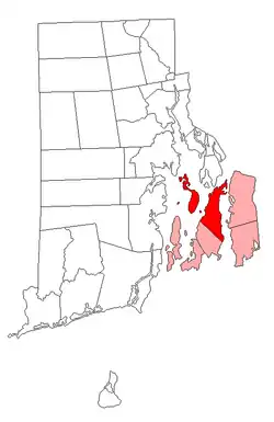 Location of Portsmouth in Newport County, Rhode Island