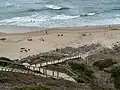 The timber stairs down to the beach