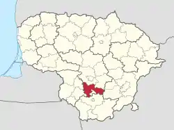 Location of Prienai district municipality within Lithuania