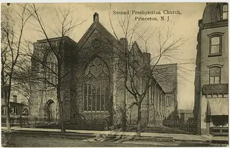 Second Presbyterian Church, now home to the Nassau Christian Center, on a vintage postcard