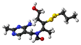 Ball-and-stick model of the prosultiamine molecule