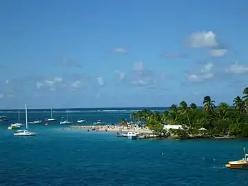 Waterfront, with sailboats and brilliant blue water