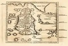 Image 35Ptolemy's world map of Ceylon, first century CE, in a 1535 publication (from Sri Lanka)