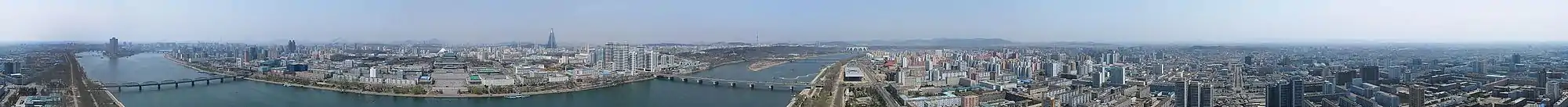 A panoramic view of Pyongyang from atop the Juche tower