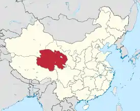 Map showing the location of Qinghai Province