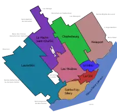 Boroughs of Quebec City prior to October 31, 2009.