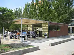 A kiosk with terrace in a park in Barcelona, Spain