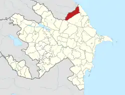 Map of Azerbaijan showing Qusar District