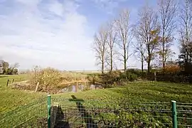 Mine crater at Railway Wood near Hooge, located just behind the Royal Engineers' Grave