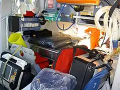 Interior view of an air ambulance helicopter