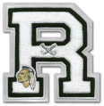 Chenille bordered letter with embroidered mascot and sport inserts