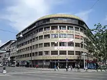 Television Zagreb building: Four-story, curved gray building