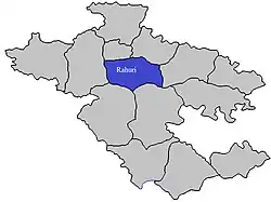 Location of Rahuri  in Ahmednagar district in Maharashtra