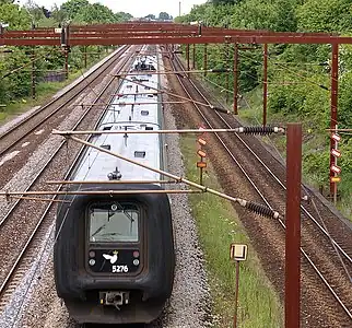 Overhead line gantry in Denmark