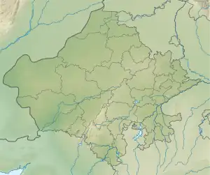 Location of Jalsen lake within Rajasthan