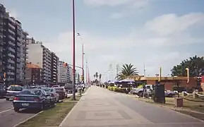 Apartment buildings and restaurants along the Rambla