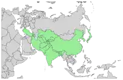 Range of Hieracium canadense throughout Asia