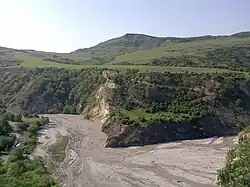 The Aktash River near the selo of Kalininaul in Kazbekovsky District