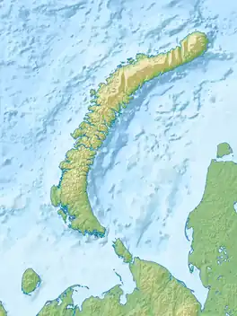 Map showing the location of Glazov Glacierледник Глазов