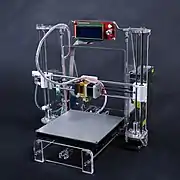 A Prusa i3 with an acrylic frame.