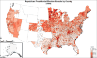 Map of Republican presidential election results by county