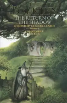 Cover depics Gandalf at the gate of Bag-End