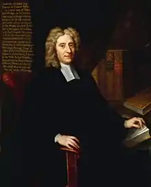 Painting of Samuel Clarke seated with an open book