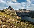 Reynolds Mountain (left) and Dragons Tail (right) above Hidden Lake