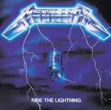 The artwork depicts an electric chair on a dark and ominous background being struck by lightning flowing from Metallica's pointed logo on top. The title is written in smaller white capital letters at the bottom.