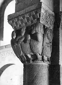 Anthropomorphic capital in Rio Mau Church