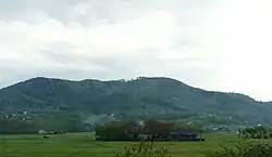 Roczyny under Złota Górka mountain in Little Beskids