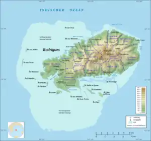 14 Zones of Rodrigues,with Port Mathurin due north