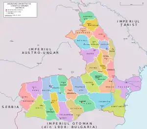 Administrative map of Romania in 1881–1913