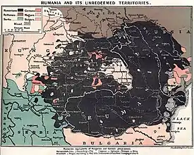 British map depicting territories inhabited by Eastern Romance peoples before the outbreak of World War I