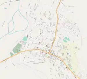 Map of Romney, West Virginia, with mark showing location of the Confederate Memorial