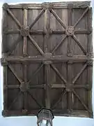 Roof of south porch, St Andrew's Church. The lantern hangs at the northern end before the church door