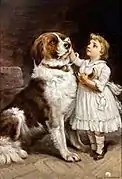 Girl with Saint Bernard