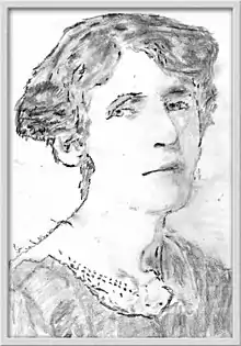 Pencil sketch of Rose Macaulay