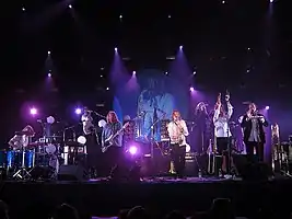 Rubik at Flow Festival 2011 (left to right): S. Väätäinen, S. Pöyhönen, J. Hietala, A. Taira, A. Neuvonen, O. Töyli, J. Viljanen and T. Eriksson.