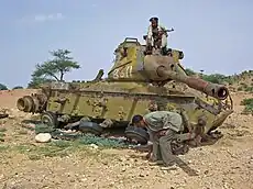 A destroyed M47 Patton in Somaliland, left behind wrecked from the Somali Civil War.