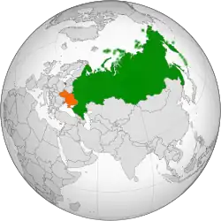 Map indicating locations of Russia and Ukraine