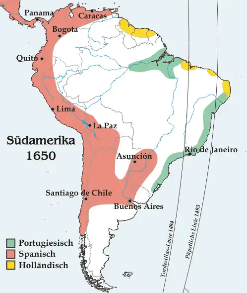 (a) The Tordesillas Line (1494) gave Portugal only the eastern corner of South America, but Portuguese settlers ignored it