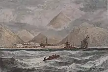 Ayan harbor in 1870. View from the southeast