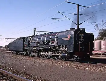 NBL-built no. 3410 Paula making its way to the water tanks at Springfontein in the Free State, c. 1995