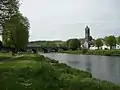 River Tweed looking upstream and towards the town  (2018).