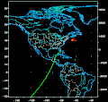 Long range ground track on orbit 217.